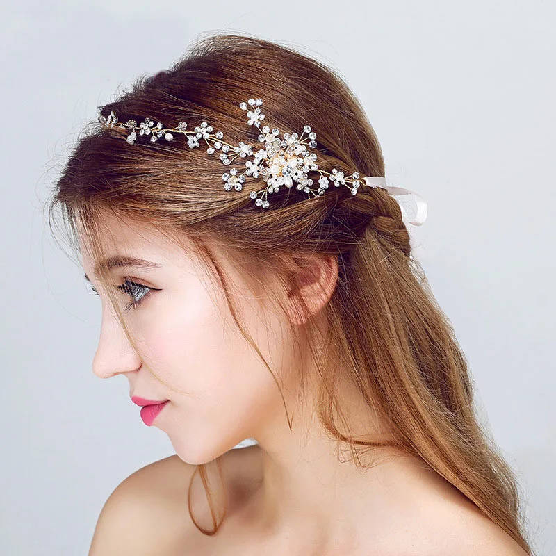 Stunning-Handmade-Crystal-Rhinestones-Pearls-Flower-Wedding-Tiara-Hair-Vine-Headband-Bridal-Hair-accessories-Bridesmaids-Jewelry