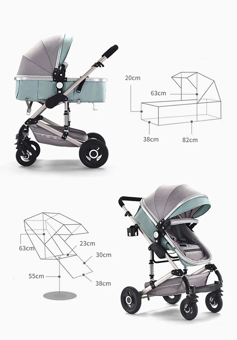 Популярная детская коляска для мамы 3 в 1+ автомобильное сиденье+ зонт от солнца из алюминиевого сплава с высоким ландшафтом, складной амортизатор для новорожденного, двухсторонняя детская тележка