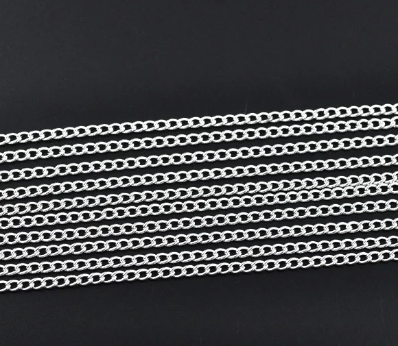 DoreenBeads 10 м Серебристые цветные звенья открытые цепи 5x3 3 мм (B09582)|curb chain|chain color10m chain |