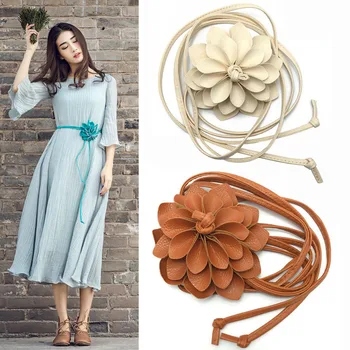 

2018 New Spring Flowers Chain Tassel Ropes Belt Coration Elegant Dress Sweater Female Waist Belt Length Ladies Elastic Belts