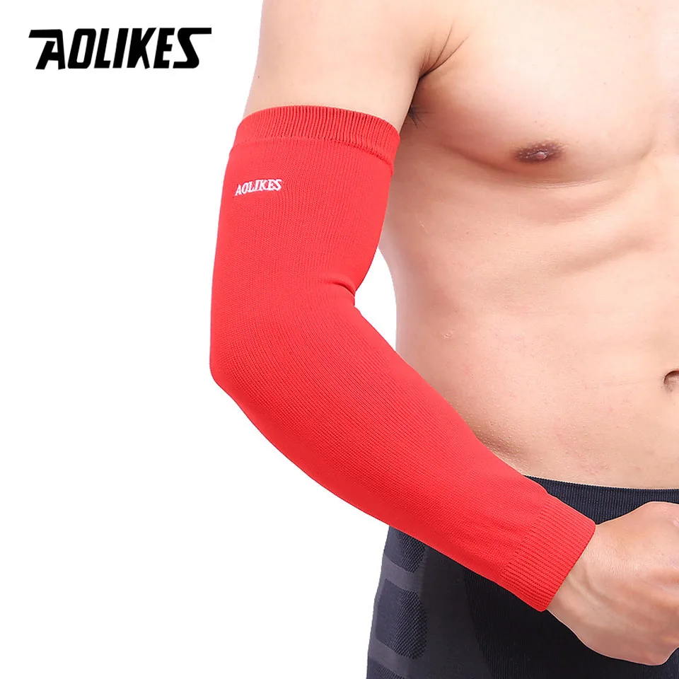 AOLIKES 1 шт. эластичный баскетбольный Теннисный рукав нарукавник для игры в футбол волейбол налокотник для защиты от боли