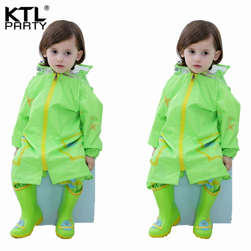 KTLPARTY Kids Baby Cartoon Raincoat Children's Waterproof Hooded