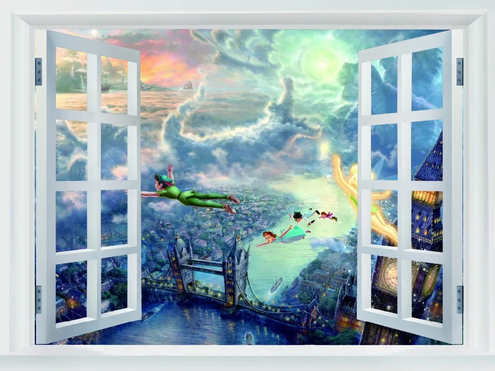 

Christmas Gift Wallpaper of Tinkerbell and Peter Pan Painting, Retro Poly glue Print Poster,HD Wall Sticker, Size 20x30 U3022