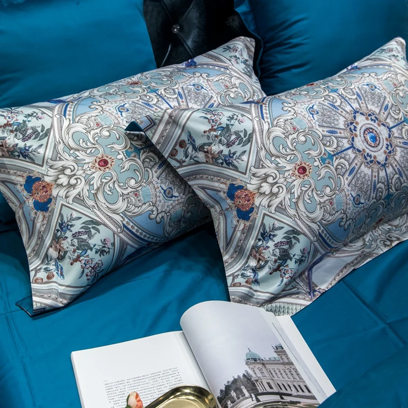 Роскошный Египетский хлопок синий комплект постельного белья в стиле бохо королева король комплект постельного белья простыня пододеяльник простыня parure de lit ropa de cama