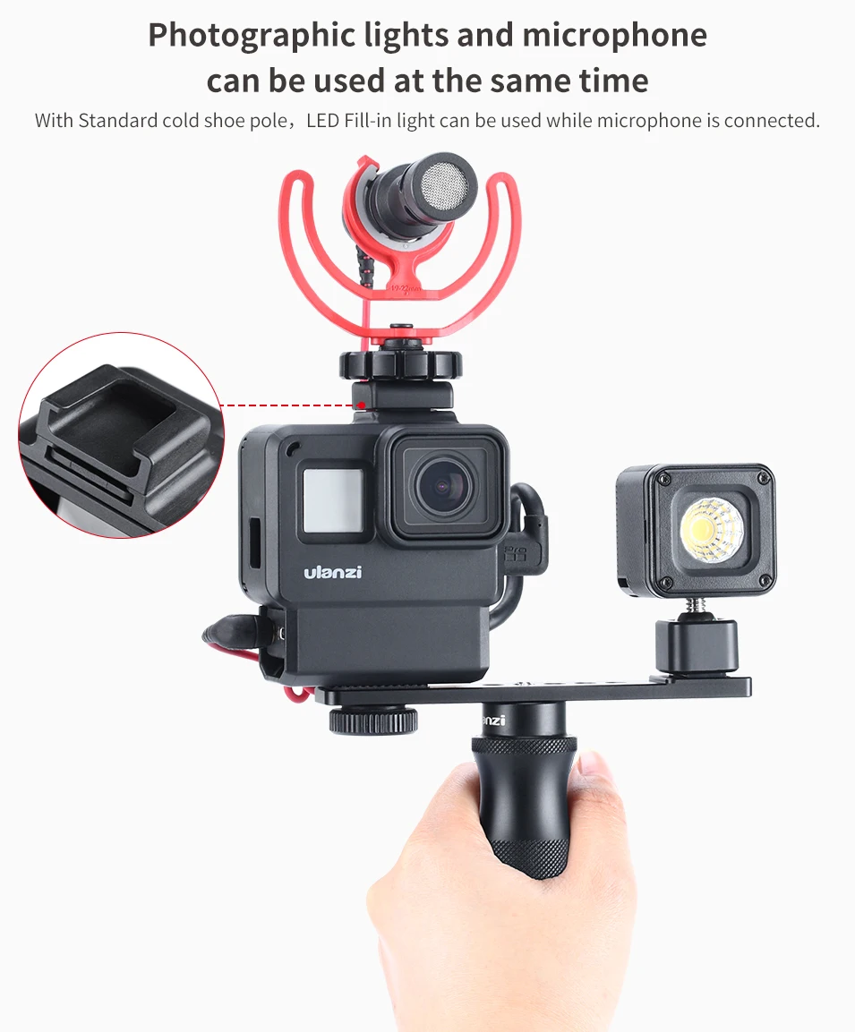 ULANZI V2 Pro GoPro Vlogging чехол Корпус клетка Рамка w микрофон Холодный башмак кронштейн+ 52 мм ND фильтр Кольцо адаптер для GoPro 7/6/5