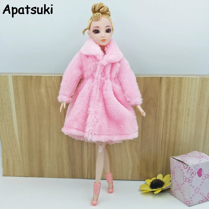 Pink Winter Wear Long Coat For Barbie Dolls Clothes Outfits Clothing
