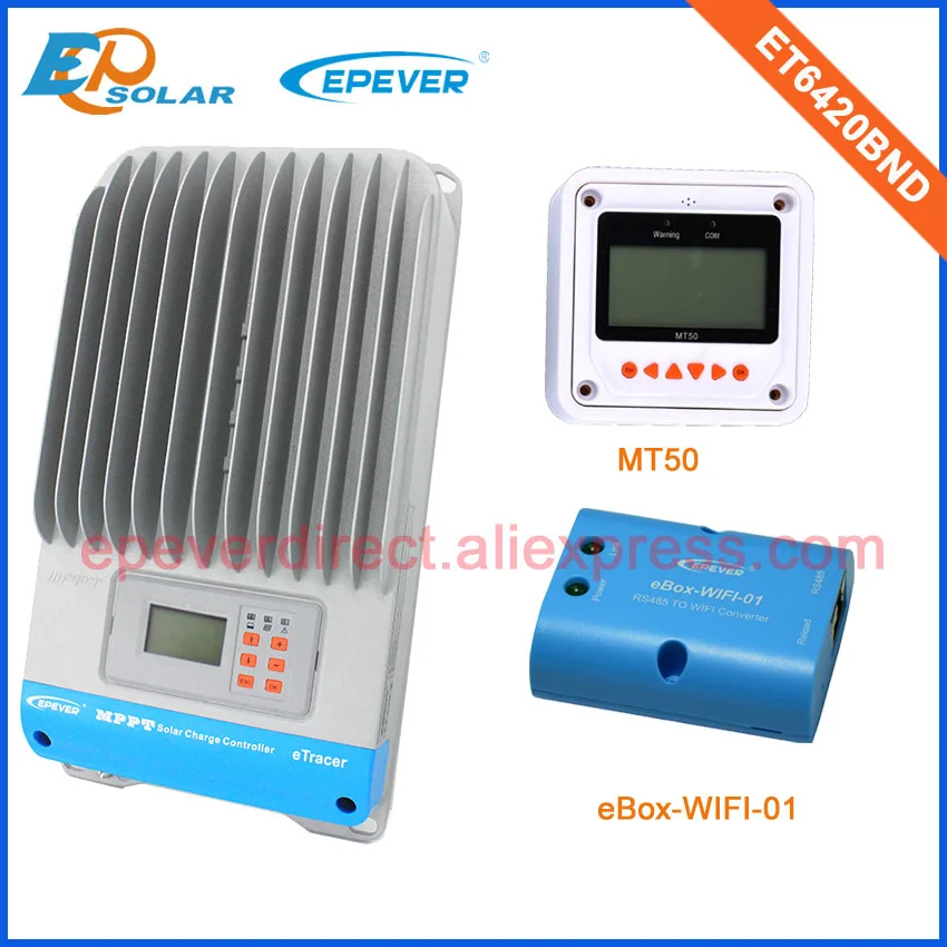 

60amp 60A Regulator solar panel Battery Charge Controller ET6420BND with white MT50 and wifi funciton for home use