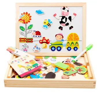 

Child Creative Wooden Toys Magnetic Puzzle Animal Boys & Girls Blackboard Drawing Board Toddlers Learning Education Toys Kid Toy
