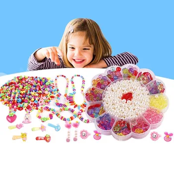 

DIY Acrylic Beads Kit Children Kid Bracelet Necklace Jewelry Making Girl Toy Mixed Bead Set With Box FJ88