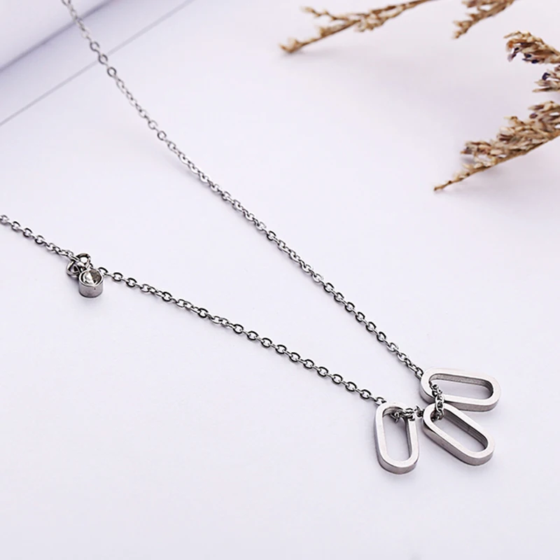 2019 Fashion Jewelry Zircon 3 Circle Necklaces Bijoux 316L Stainless Steel Rose Gold Chain For Women Birthday Gift | Украшения и