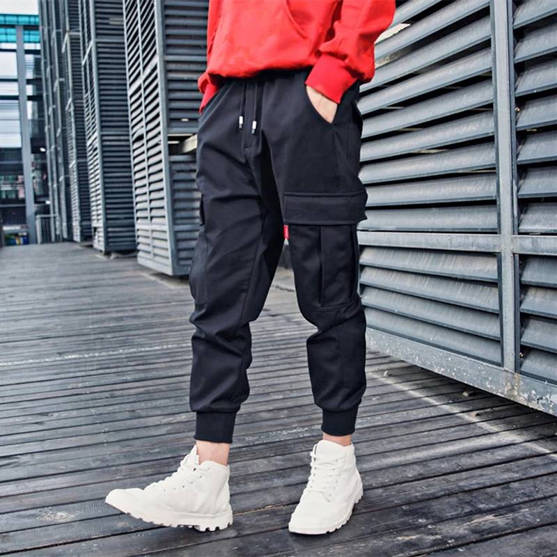 

2017 New autumn men's Fashion design loose ankle length trousers casual pants male overalls black plus size singer costumes
