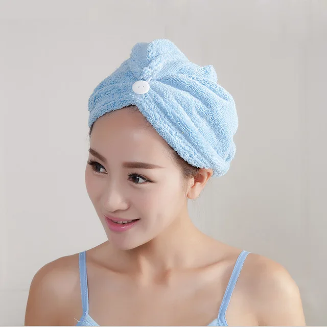 Shower Cap 100 Cotton Mini Women Absorbent 60*25cm Bath Turban Hair Drying Bath Towel Bathrobe