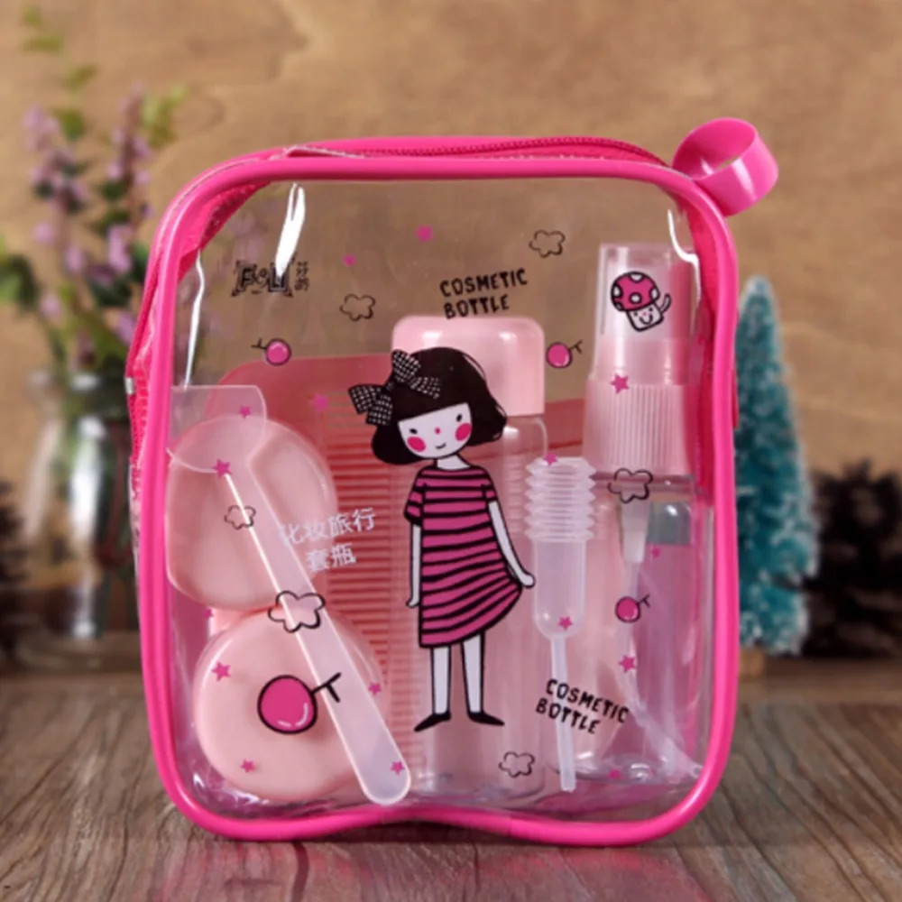 

color random 8Pcs cute Plastic Travel Transparent Empty Make-up Cosmetics Container Bottle Eyeshadow Face Cream Jar Pot Bottle