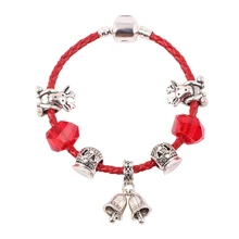 Couqcy, изысканные рождественские подарки, предпочтительные бусы в виде лося, рождественская подвеска-колокольчик, серия "сделай сам", подходит для женщин, браслет, ювелирное изделие