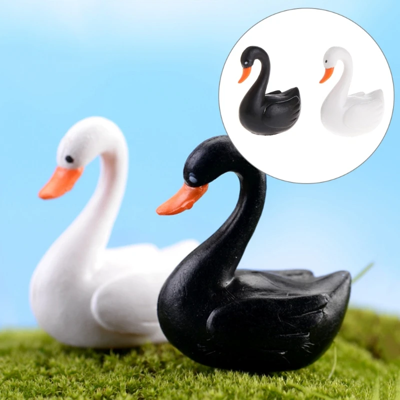 Комплект из 4 предметов ненастоящее животное игрушка черный, белый цвет реалистичные украшения в форме лебедя декор для микро-ландшафта