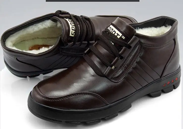 Special offer 2014 winter new men's trendy genuine leather keep warm natural wool shoes.men's snow boots free shipping OKC070 | Обувь
