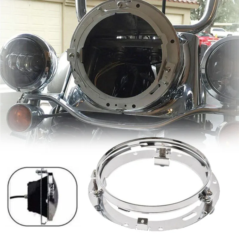 7" Round Black/Chrome Mounting Bracket Daymaker Headlight Ring Mount