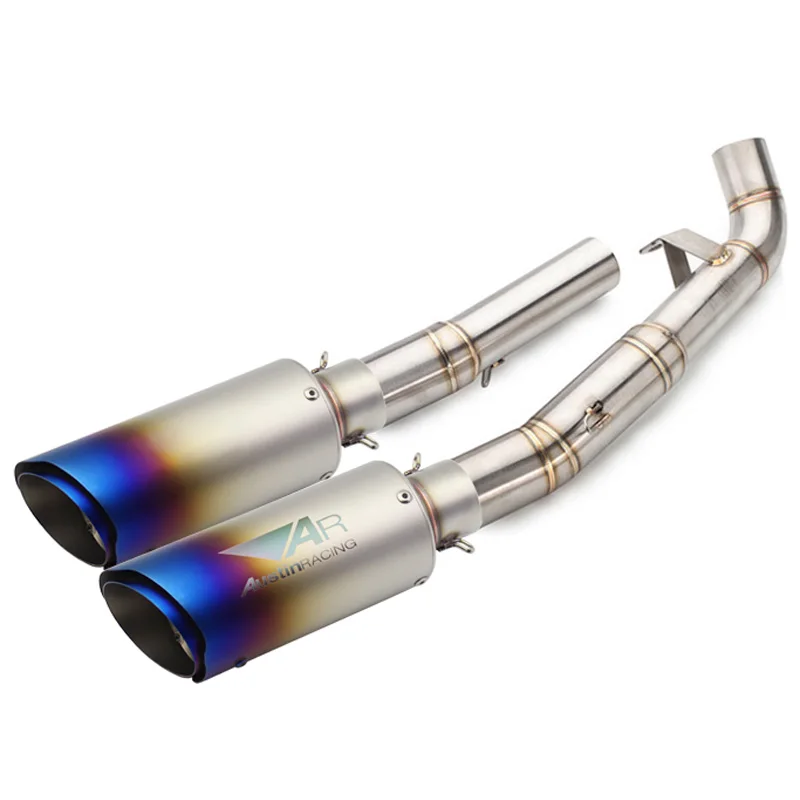 

For Kawasaki Z1000 2007 2008 2009 Exhaust System Connect Middle Pipe Link Tube with 2PCS AR Austin Racing Exhaust Muffler Pipes