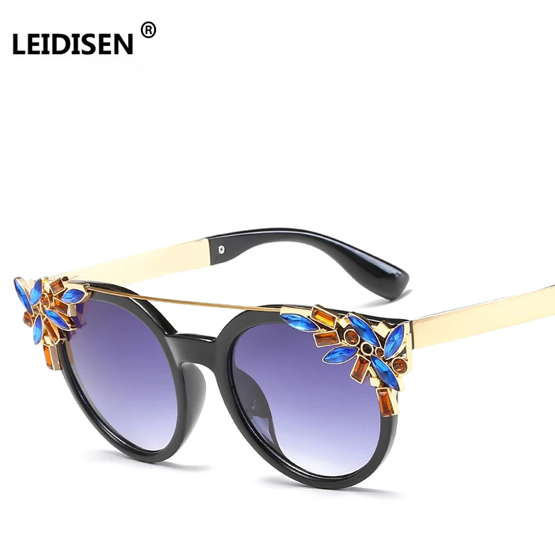 

LEIDISEN Elegant Fashion Crystal Stone Women Sunglasses Brand Designer Sunglass Woman Sexy Cateye Eyewear Luxury Quality UV400