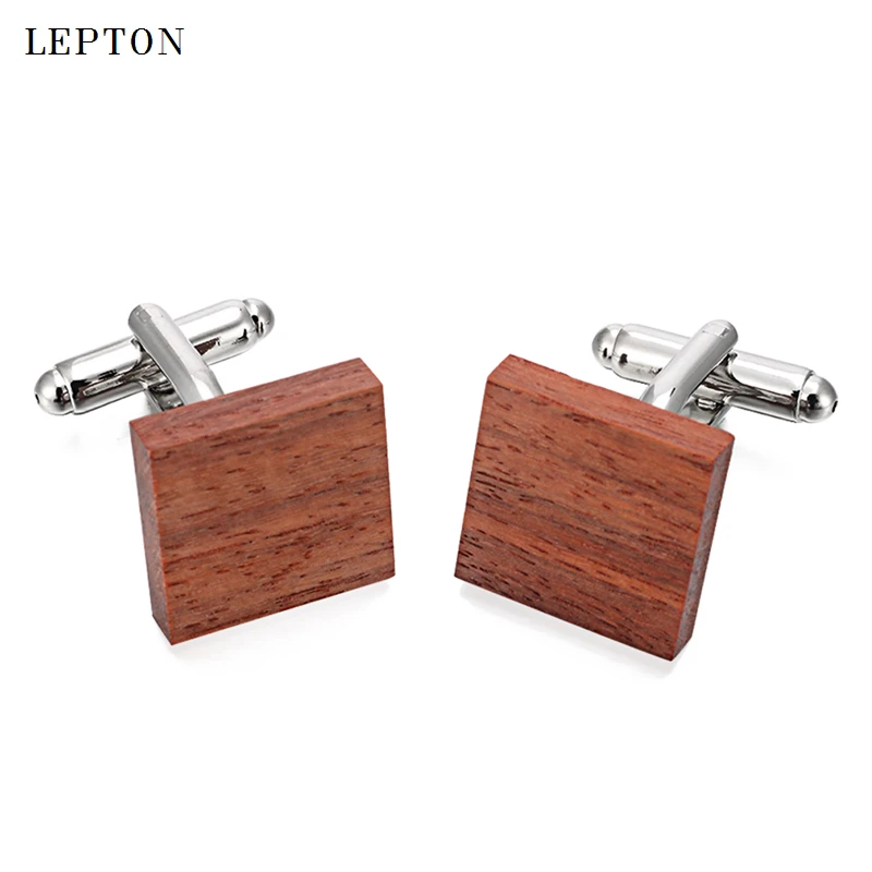 Low key Luxury Wood Cufflinks For Mens Top Quality Lepton Square