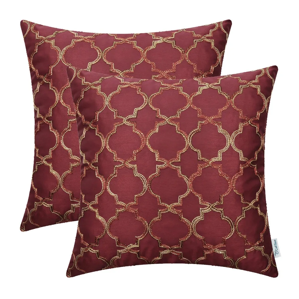 2PCS CaliTime Faux Silk Throw Pillow Covers Cases for Home Couch