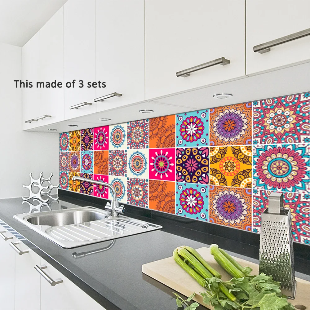 Funlife Self-adhesive Mexico Tiles Stickers,Waterproof Kitchen Bathroom Wall Stickers Decor,Peel Stick DIY Furniture Decals Funlife Self-adhesive Mexico Tiles Stickers,Waterproof Kitchen Bathroom Wall Stickers Decor,Peel Stick DIY Furniture Decals