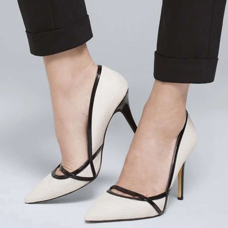 

White Vegan Shoes Pumps Woman Stilettos Pointed Toe Super High Thin Heels Large Size 14 15 Ladies Dress Shoes Footwear Fashion