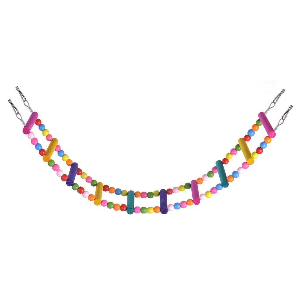 

10 Stairs Parrot Non-toxic Lightweight Play Relieve Rest Chew Fun Bird Toy Swing Climbing Ladder Bright Color Wooden Natural