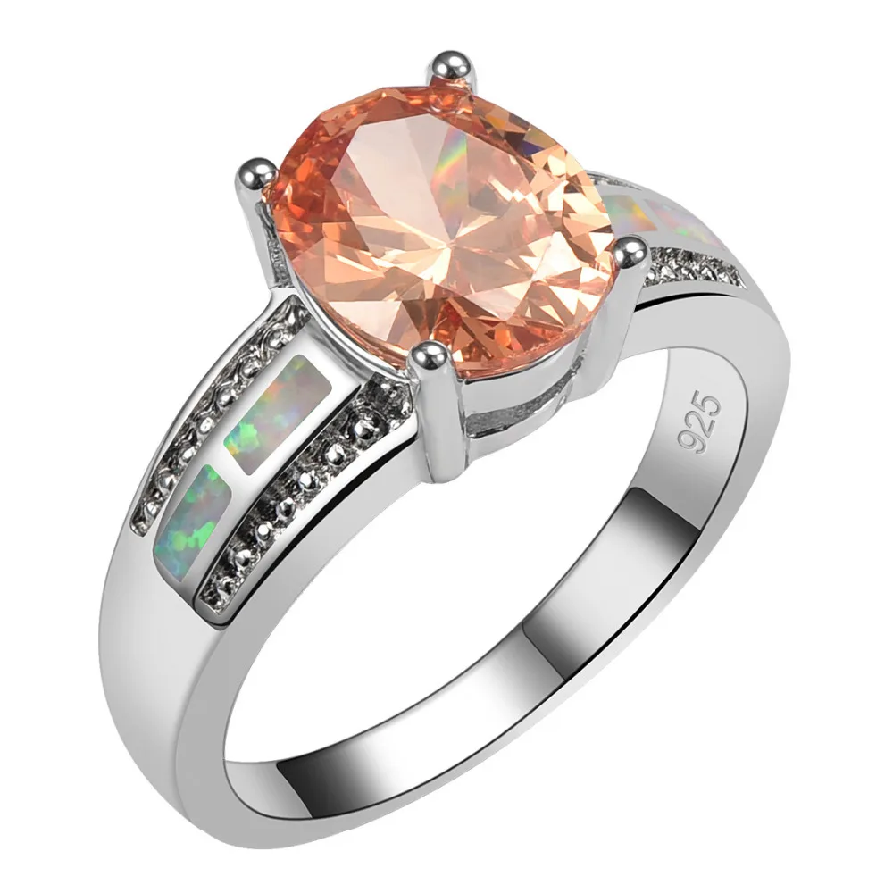 Morganite With White Fire Opal 925 Sterling Silver Size 6 7 8 9 10 R1467 | Украшения и аксессуары