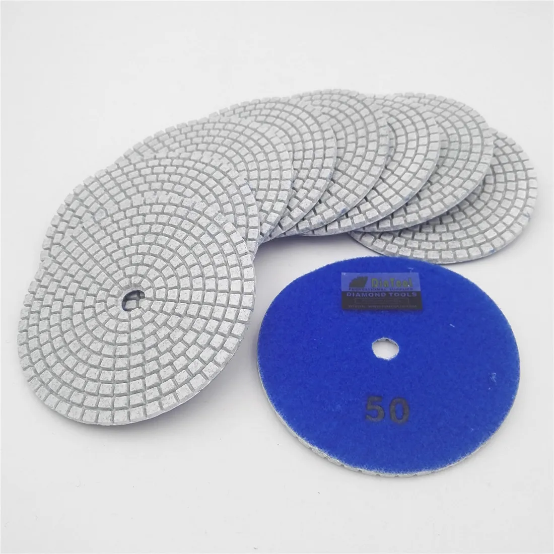 SHDIATOOL 10pcs 4"/100mm Professional White Diamond Wet or Dry Polishing Pads #50 Resin Bond Sanding Discs Stone Polishing Disc