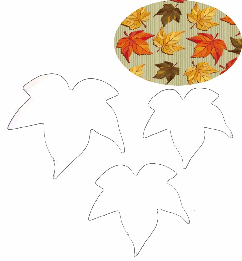 

3pcs/lot Cake decorating tool Stainless Steel Cookie Cutter Maple Leaf Shape Fondant Sugarcraft Candy Cupcake Biscuit Molds