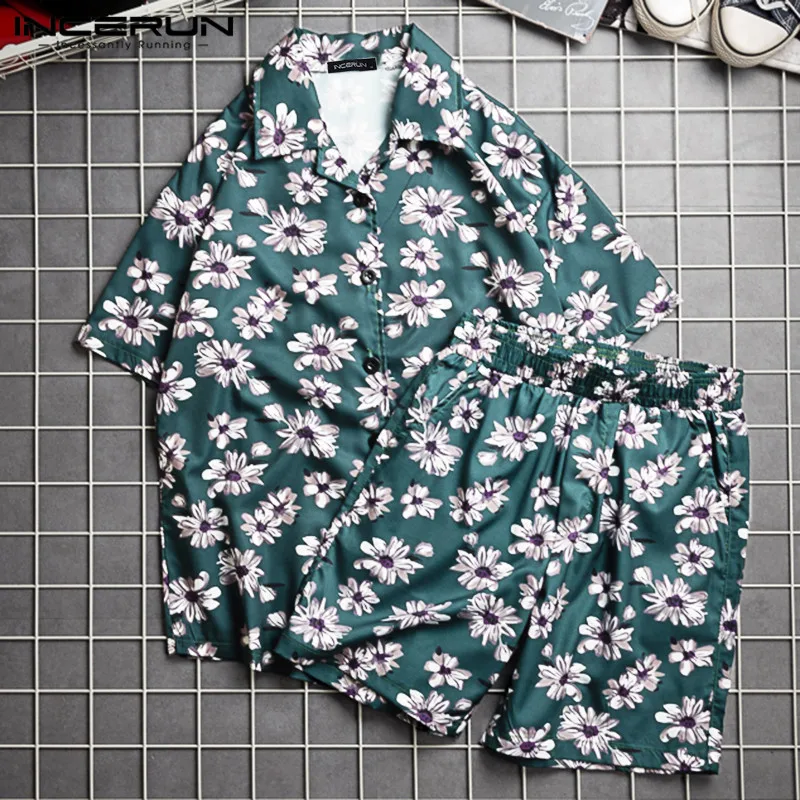 

INCERUN Ulzzang Harajuku Beach Flower Korea New Loose Shirt Holiday Seaside Sunscreen 2019 Clothing Short-sleeved Shirt Male 5XL