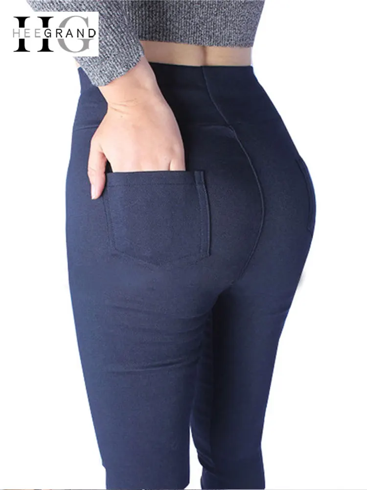

HEE GRAND Women 2019 Spring Basic Pencil Pants Elastic Black White Mid-Waist Over Size Trousers Capris Plus Size XL-5XL WKX398