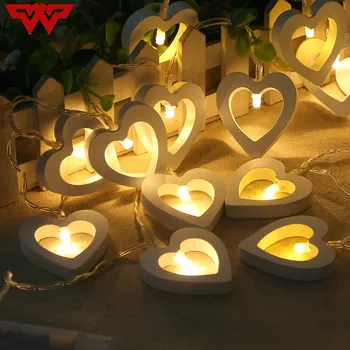 

Battery Powered 10 LED Wooden Heart Shape String light Garden Birthday Event Party Christmas Decoration Xmas String Fairy Light