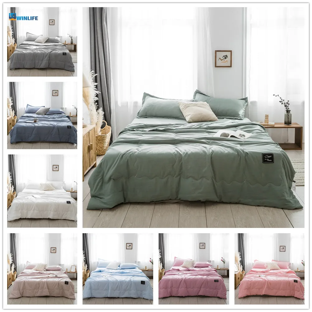 

New Solid Pink White Bedspread Summer Quilt Blanket Comforter Bed Cover Quilting Home Textiles Suitable For Children Adult