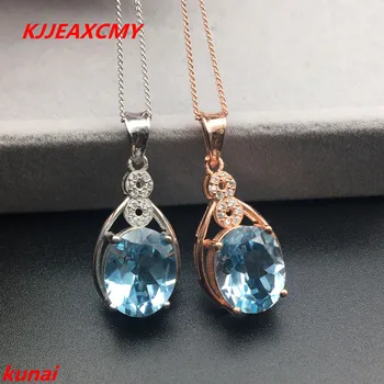 

KJJEAXCMY boutique jewels 925 pure silver, Natural Blue Topaz Pendant Chain send new women