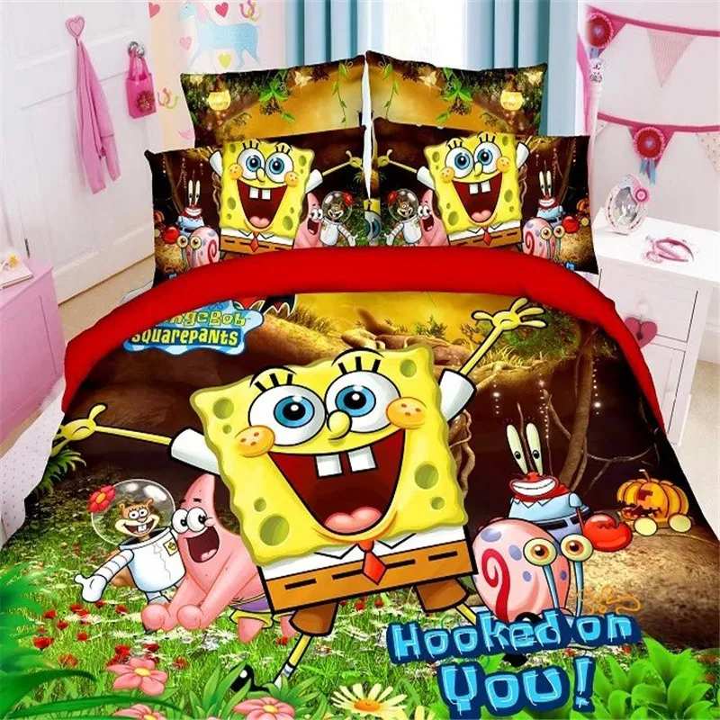 New 3d Spongebob Boys Twin Single Size Bedding Set Of Duvet Cover