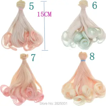 

1 Pcs 15cm*100cm Rinka Haircut Wigs 1/3 1/4 BJD Wig Fashion Gradient Color Wavy Doll Hairs Extension For Barbie Doll Accessories