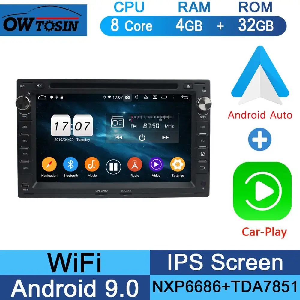 " ips 8 Core 4G+ 64G Android 9,0 автомобильный dvd-радио GPS для VW Sharan Lupo Golf Polo Bora Passat B5 транспортер DSP CarPlay Parrot BT - Color: 32G CarPlay Android