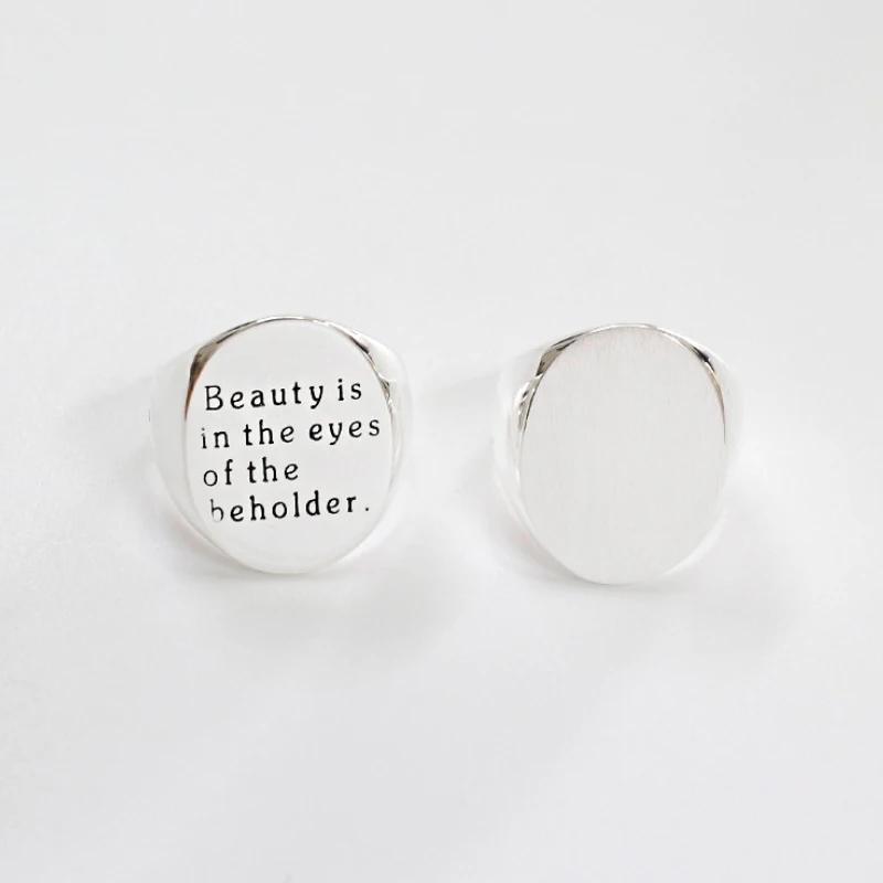 Серебряное кольцо F.I.N.S, 925, широкое кольцо на палец, овальное матовое глянцевое кольцо с буквами, Открытое кольцо-манжета, массивные женские украшения