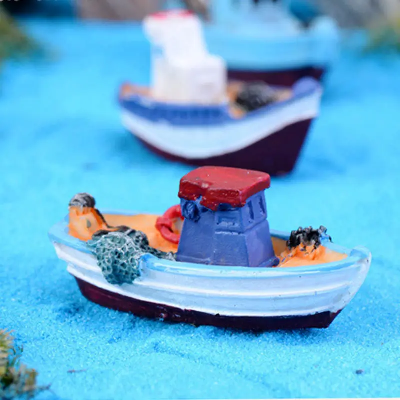 

Miniature Mini Boat Model Fishing Ship Toys DIY Craft Home Tabletop Decor Gifts Mini Boat Model Decoration