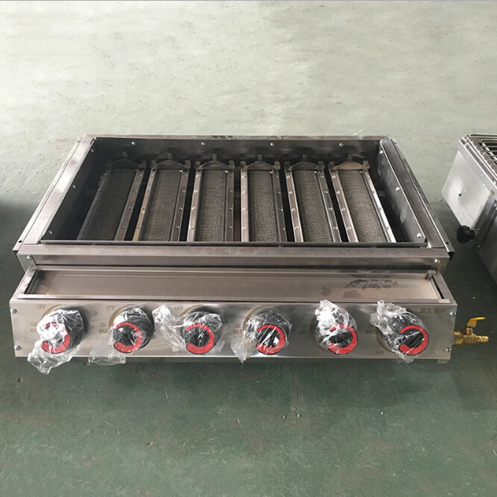 Professional 6 burners Gas BBQ Grill With Glass Cover ,Stainless Steel