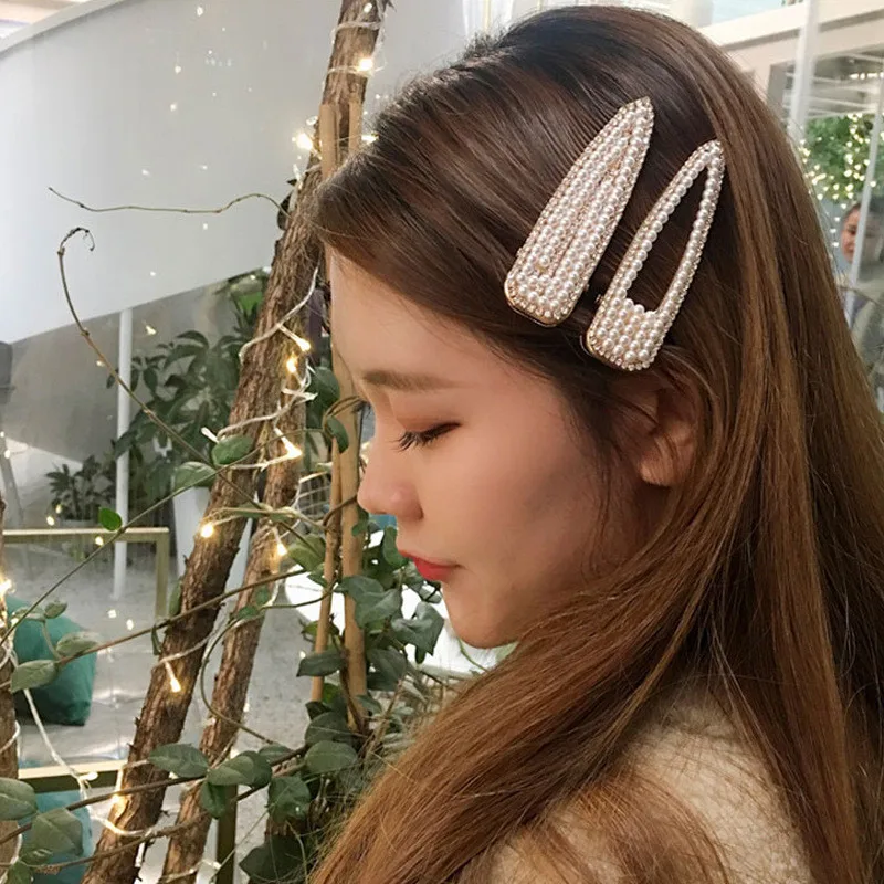 

Women Bridal Vintage Faux Pearl Wrapped Hairpins Girl Glitter Accessory Metal Alloy Hair Clip Water Drop Barrettes