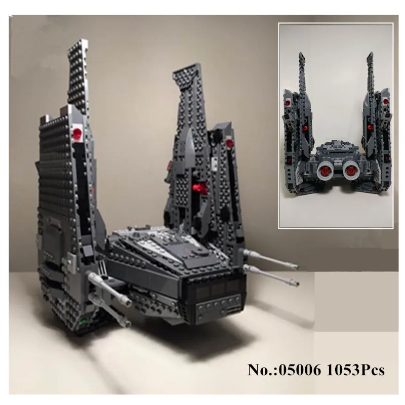 In Stock H HXY 05006 1053Pcs Star Series War Kylo Ren Command Shuttle Building Blocks Educational