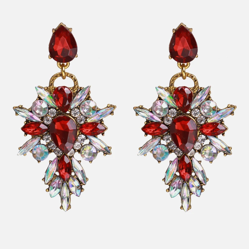 HTB1UPRBP9zqK1RjSZPcq6zTepXav - Ztech Red Pendant Za Earrings 2019 Handmade Resin Flower Crystal Beads Statement Bridal Earring Party Dangle Drop Earrings Gift