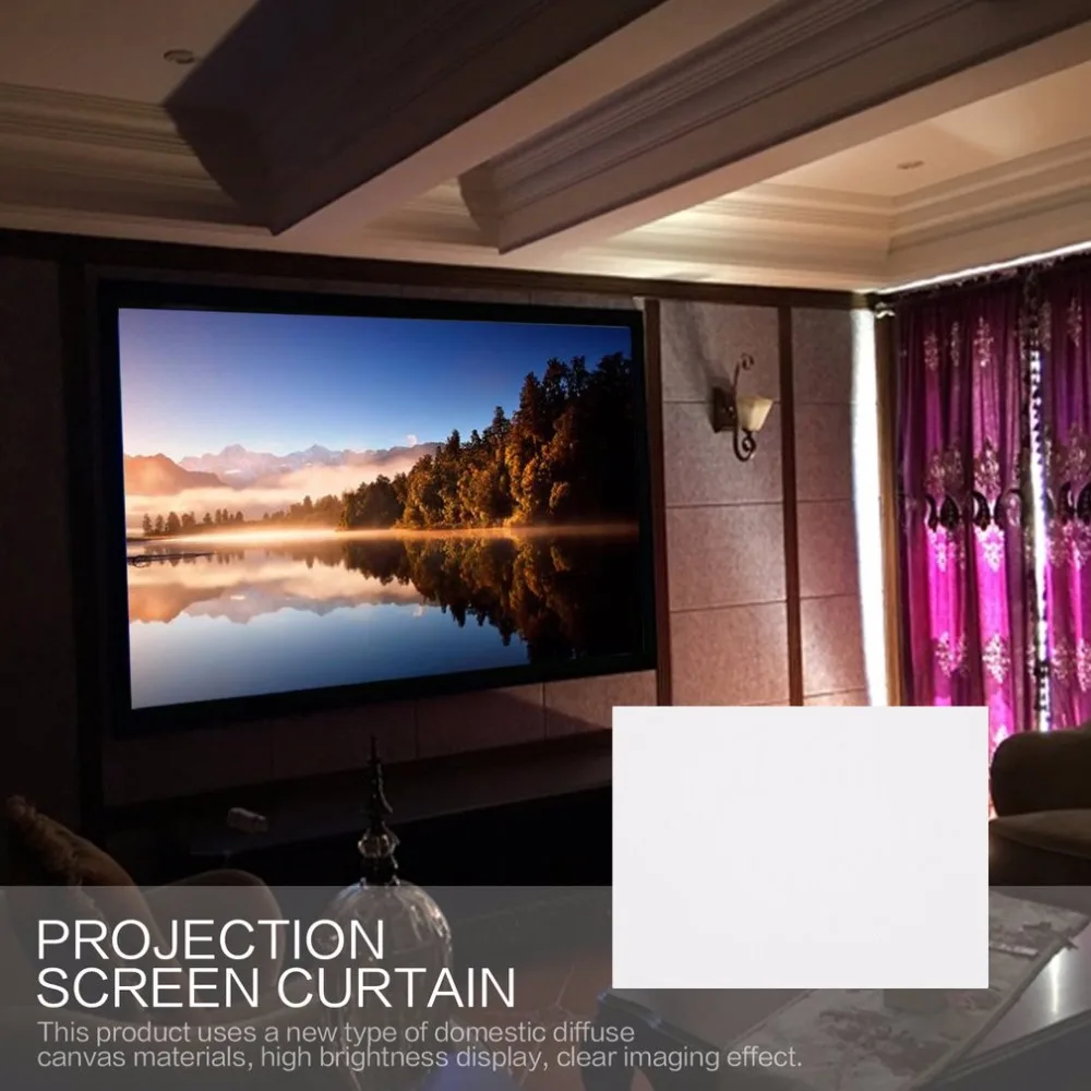 160 Inch Projection Screen Curtain Non Woven Fabric White Soft Portable