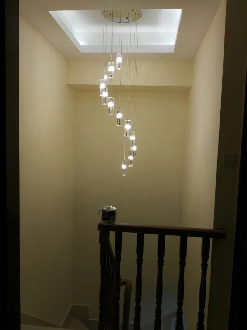 LED Крытый лестницы светильники хрустальные люстры длинные хрустальная люстра
