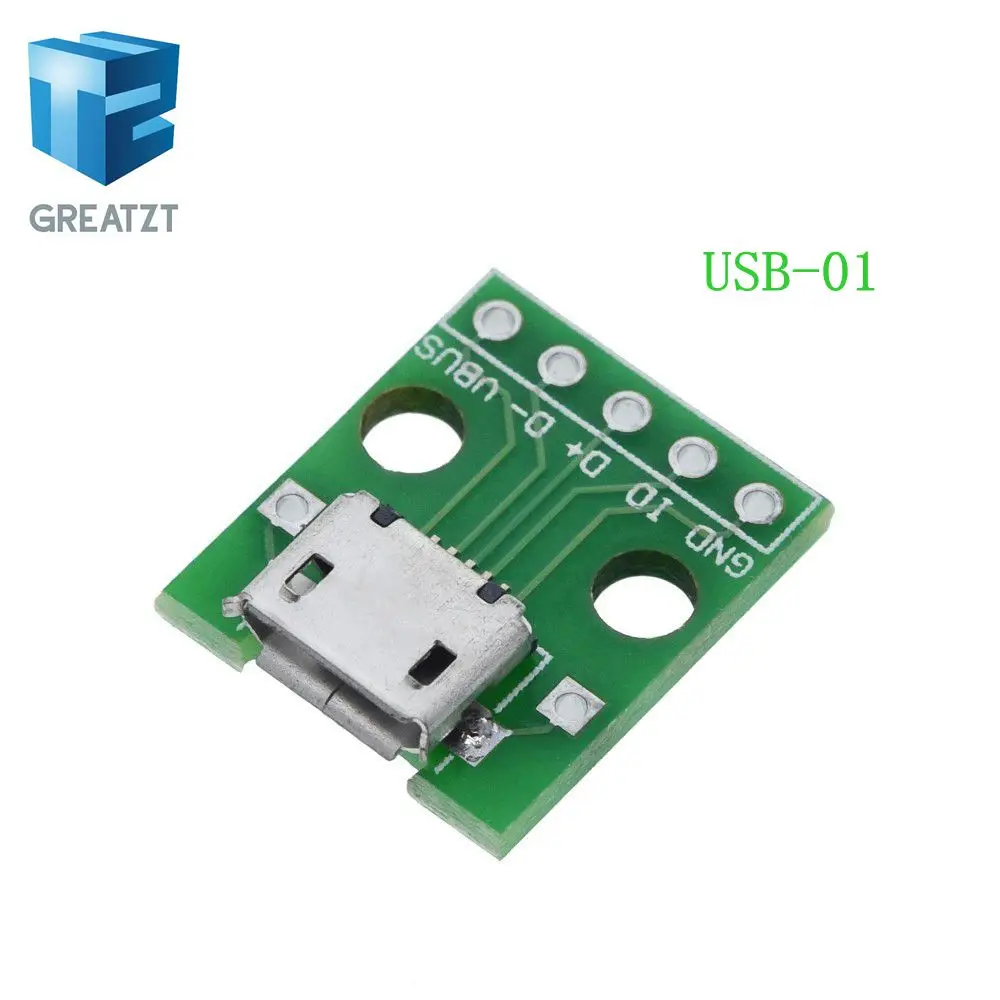 10 шт. Micro USB к DIP-адаптер 5pin разъем типа B pcb конвертер pinboard 2.54 - Цвет: USB-01