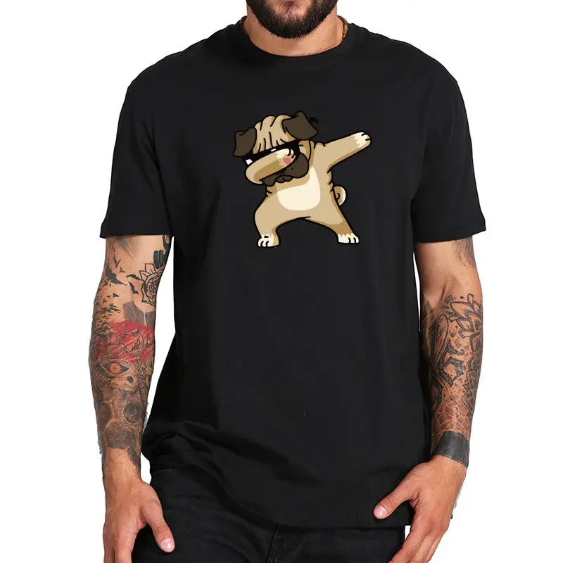 Вытирая Мопс рубашки для мальчиков забавная собака животных мультфильм печатных Dab поза футболка для мужчин США Размеры 2018 модная футболк