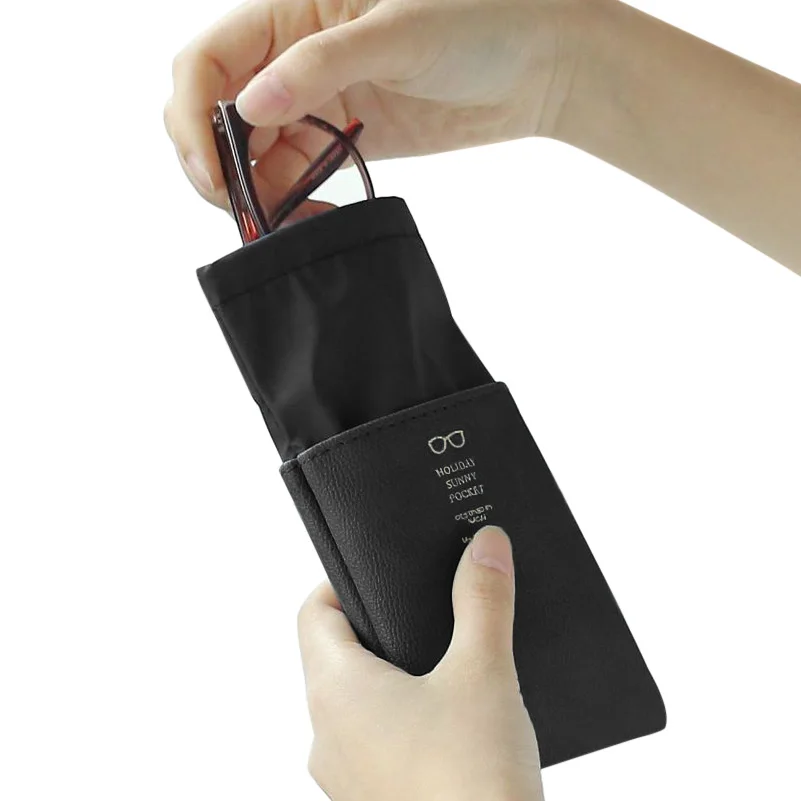 Leather Stitching Glasses Storage Bags Portable Travel Drawing Pocket Phone Polyester Organizers Glass Case Eyewear Accessories (8)